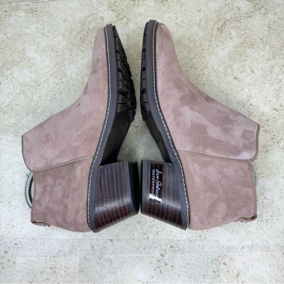 SAM EDELMAN Women's Sz 9 Pryce Beige Leather Suede Waterproof Ankle Booties - Picture 7 of 16